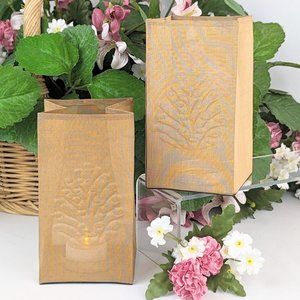 Gold Wire Mesh Tea Light Candle Holder Vintage Dept 56 Fine Mesh Paper Bag Style